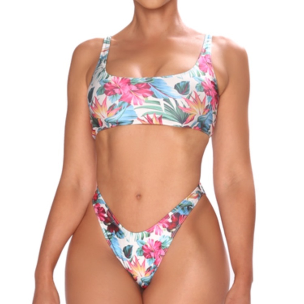 Floral print two piece swimsuit
